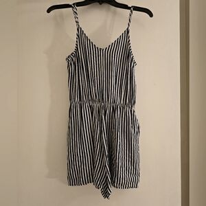 H&M Striped Navy and White Romper